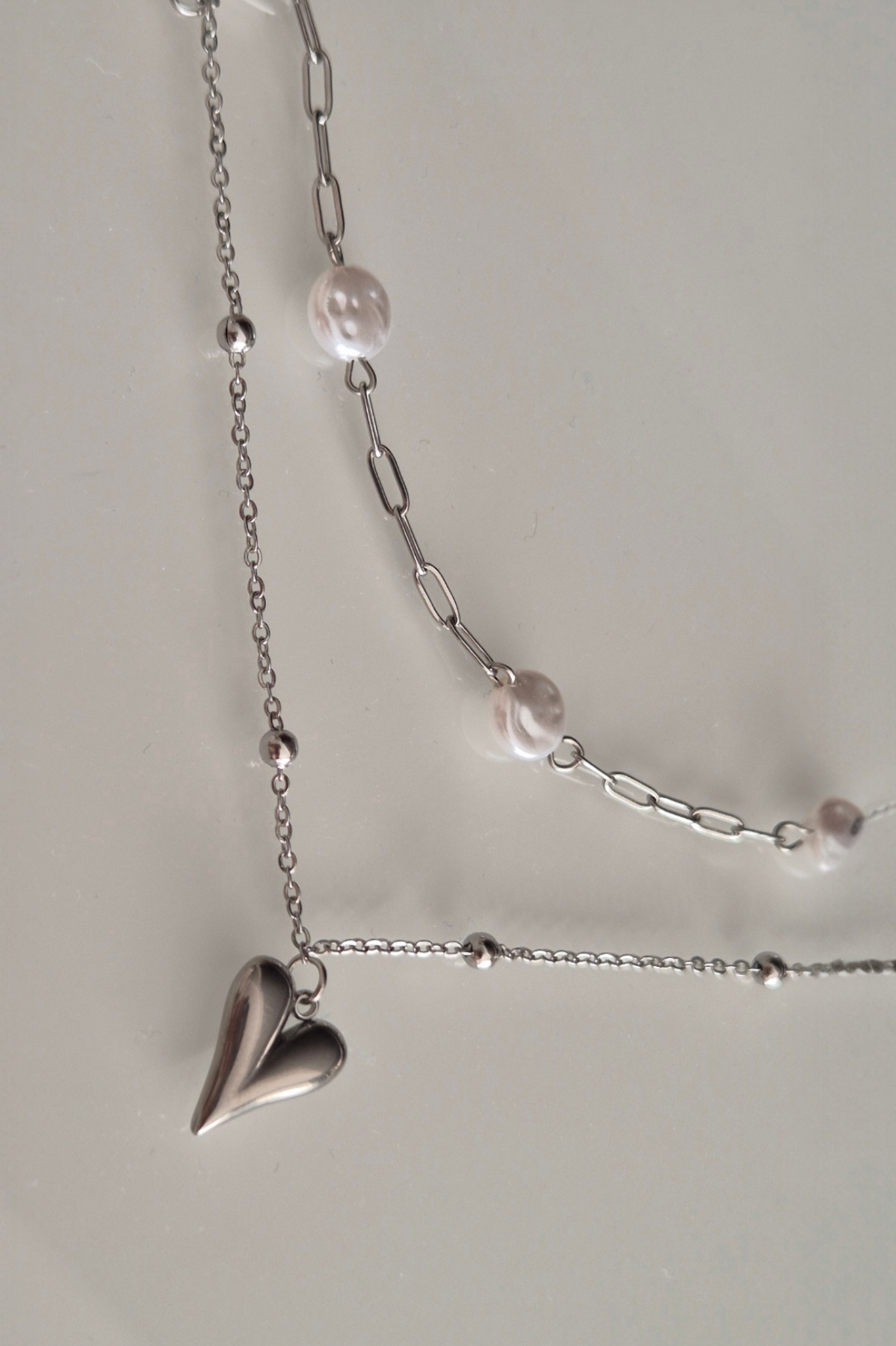 Silver Kalpli İncili Çelik Bileklik