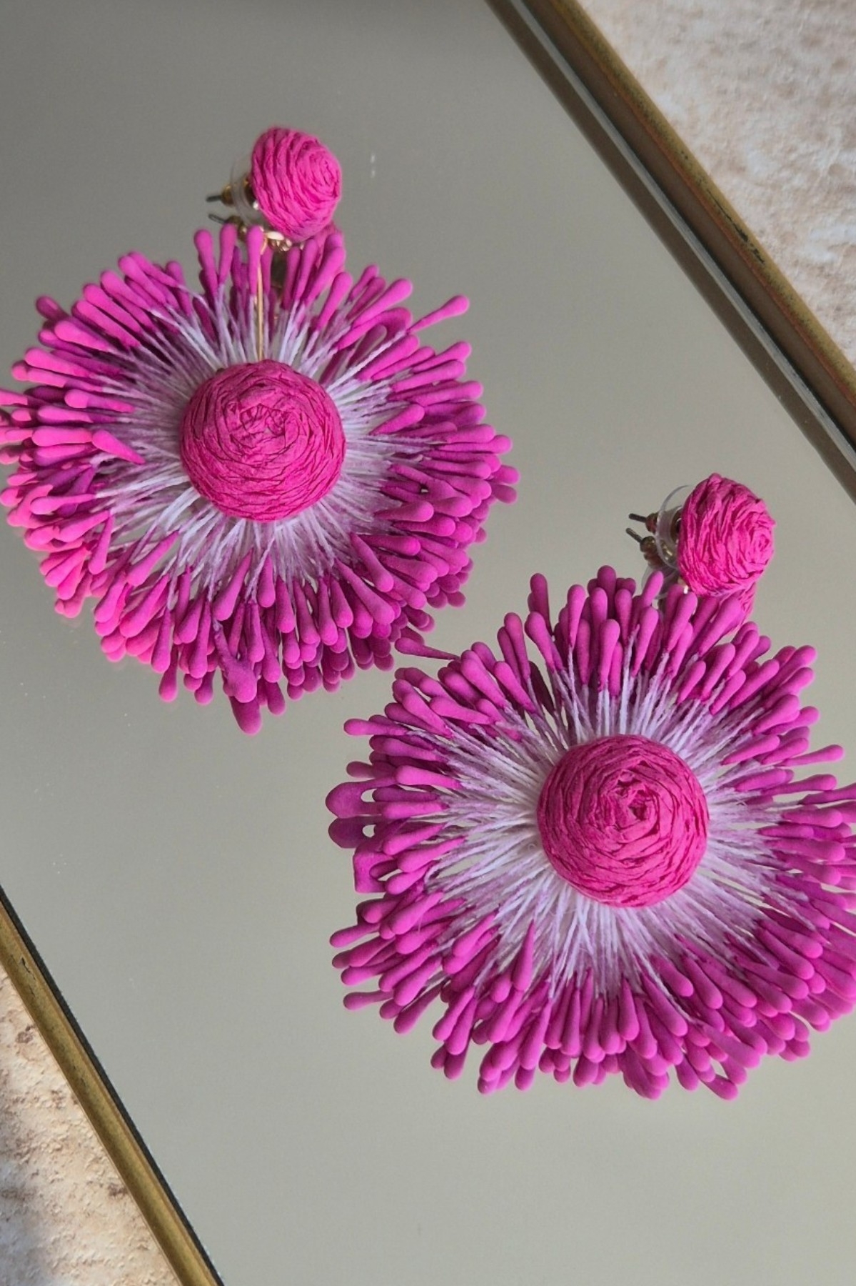 Fleur Pembe Çiçek Küpe