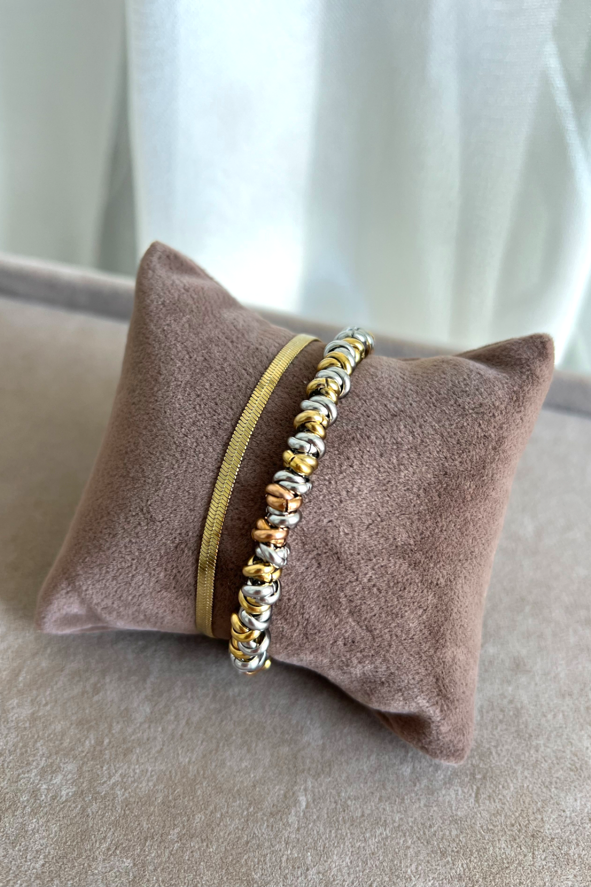 Gold Yassı İtalyan Zincir Bileklik Çelik