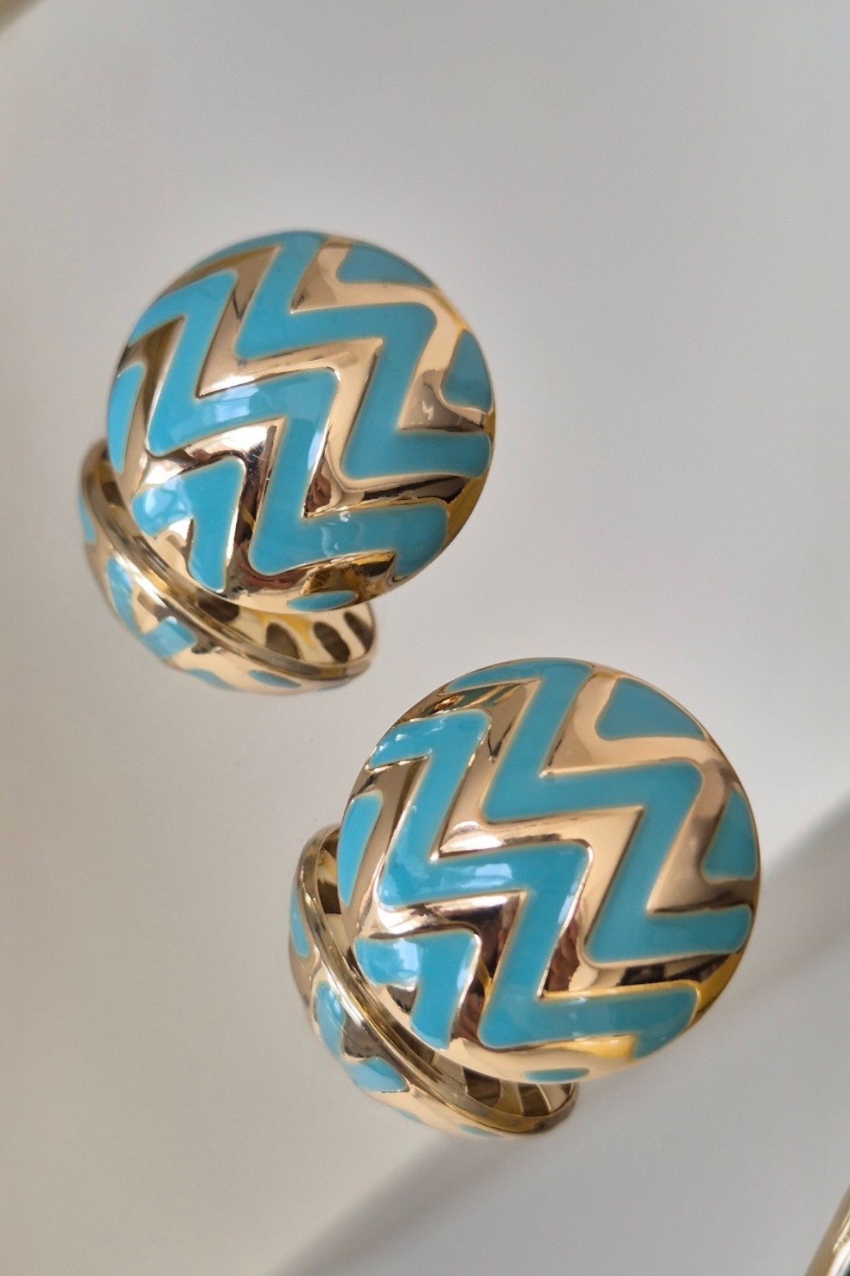 Gold Mavi Tasarım Küpe