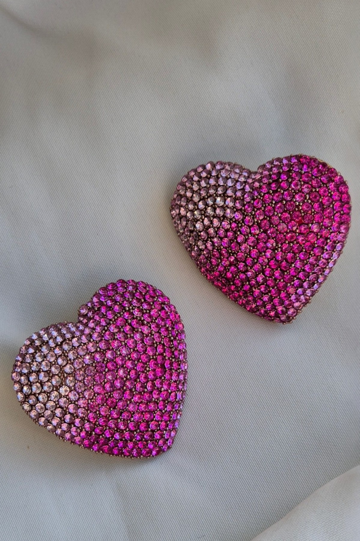 Fleur Pembe Taşlı Kalpli Küpe