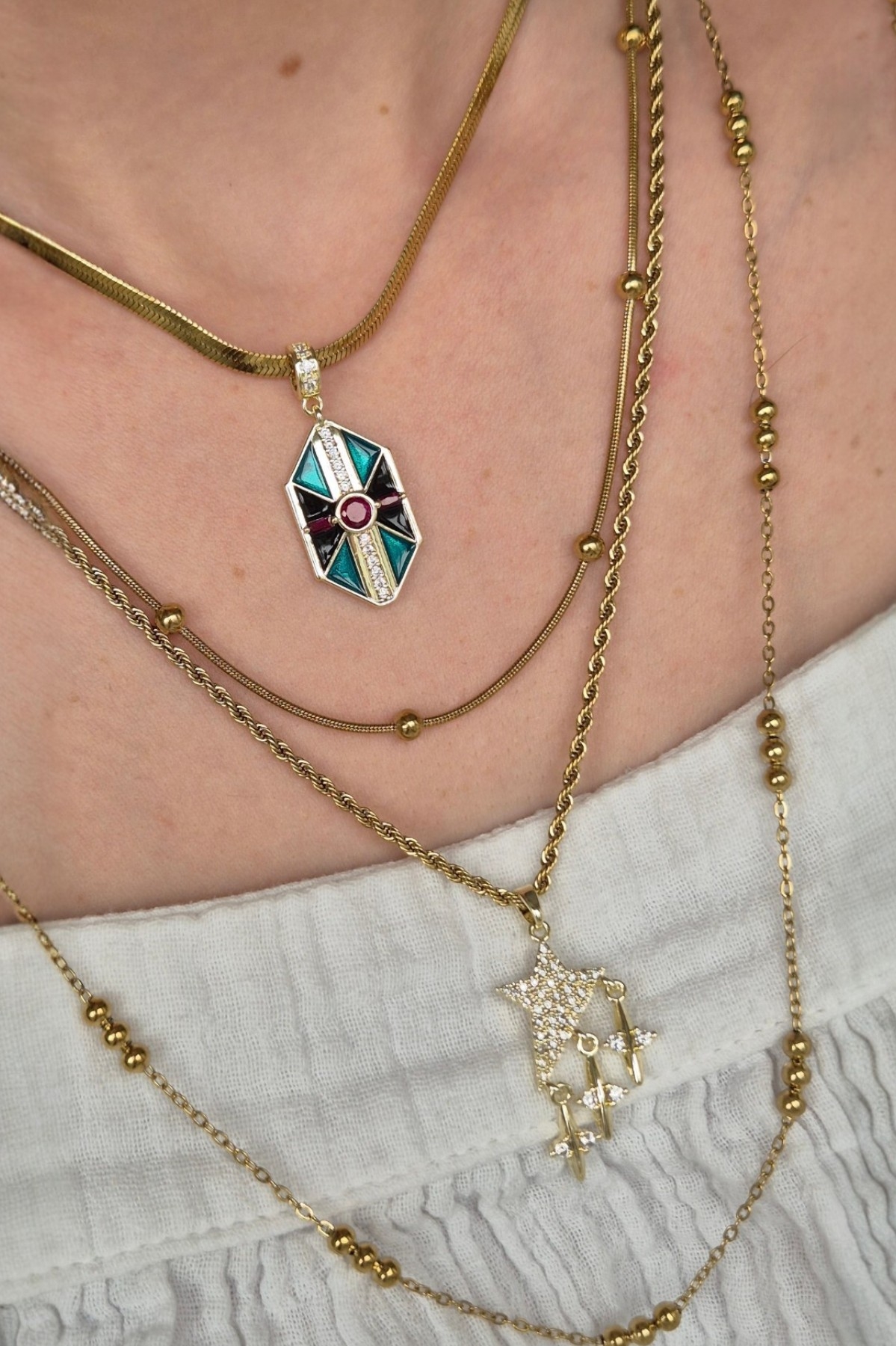 Çelik Kolye Set 4 lü