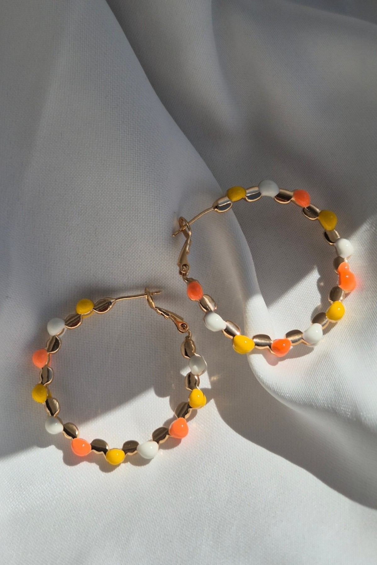 Fleur Turuncu Sarı Renkli Küpe