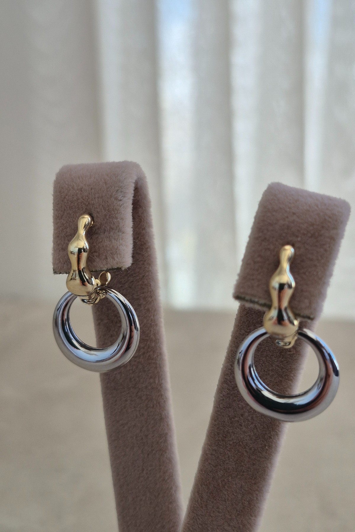 Gold Silver Halka Küpe