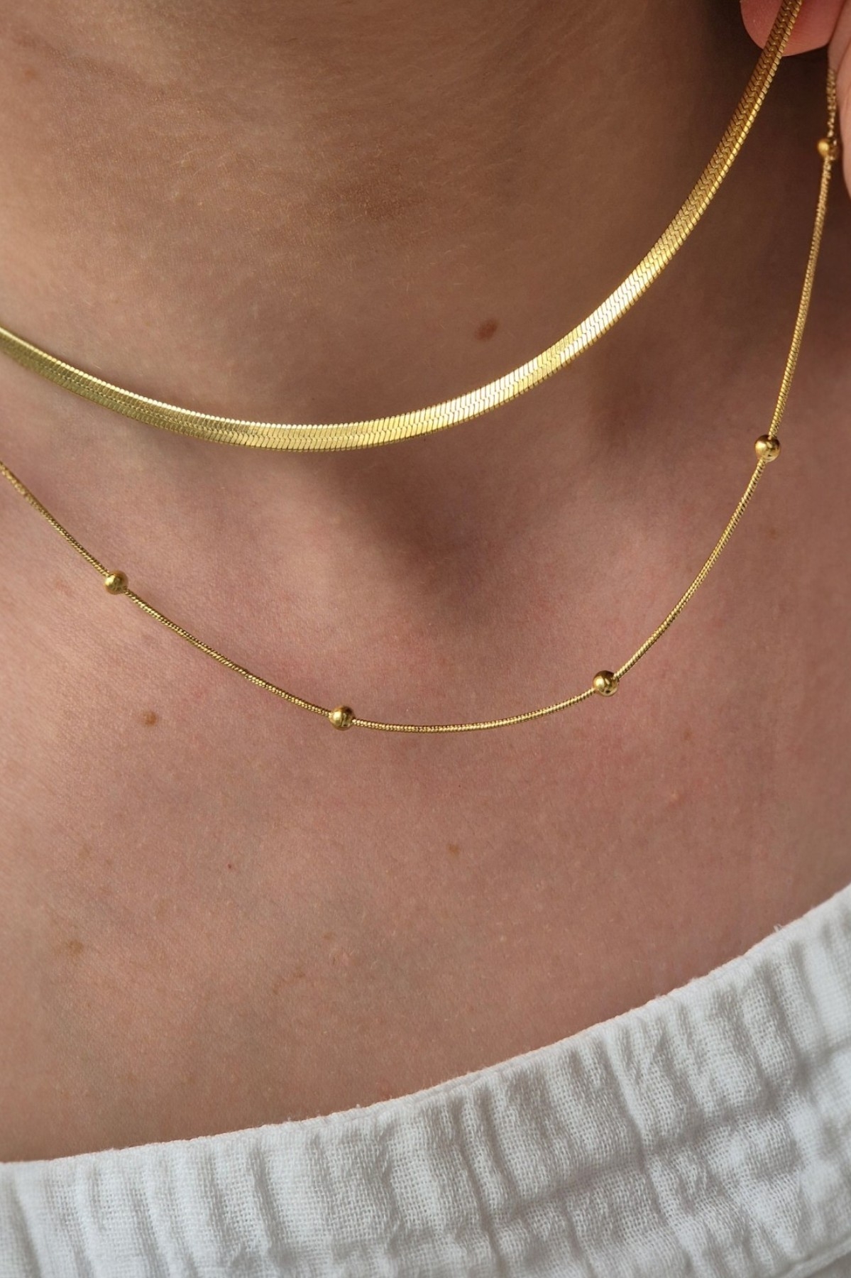 Gold İkili Çelik Kolye