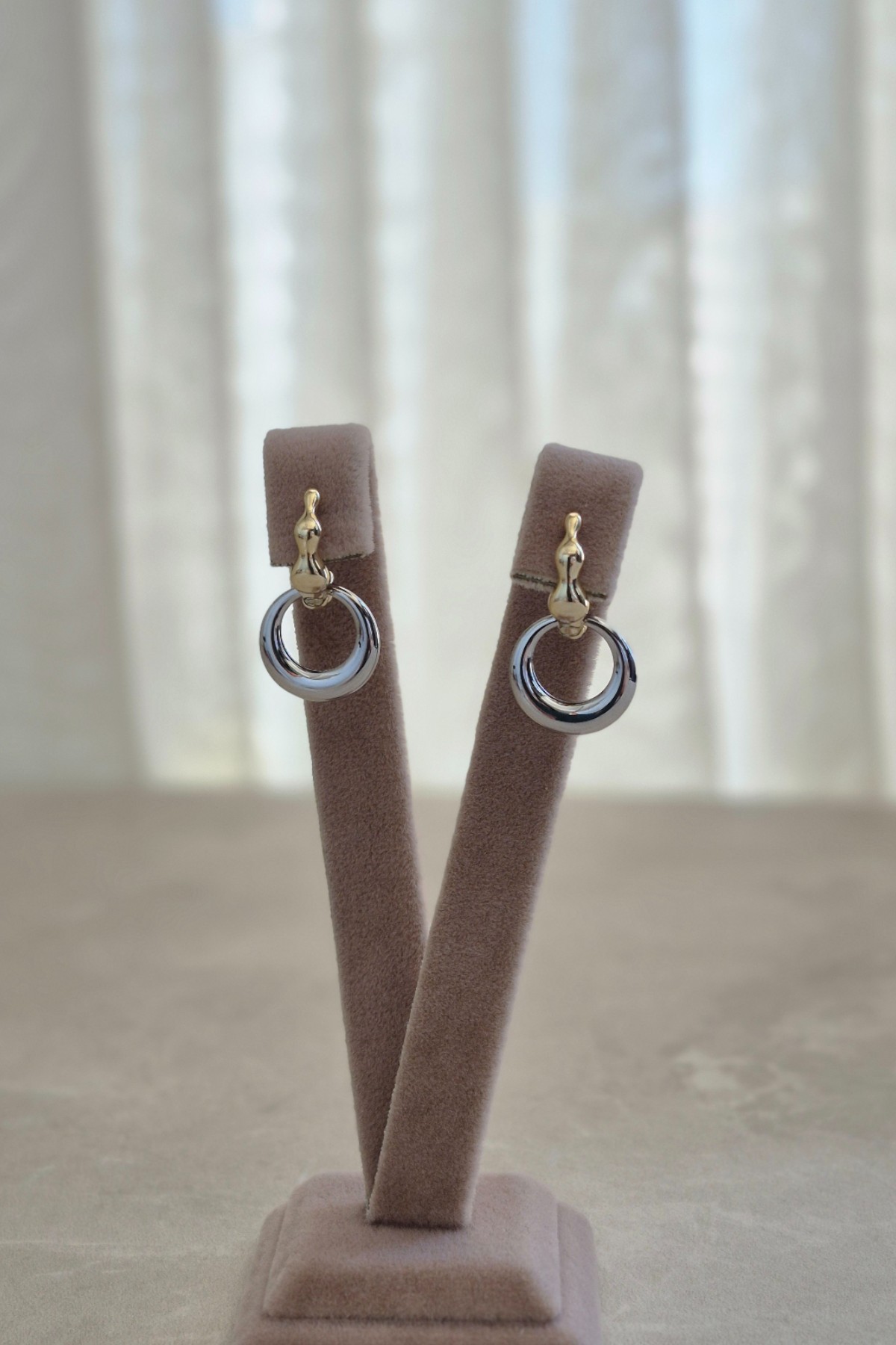 Gold Silver Halka Küpe