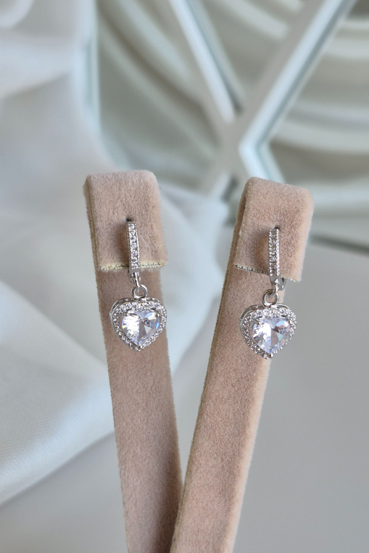 Romantik Kalp Silver Çelik Küpe