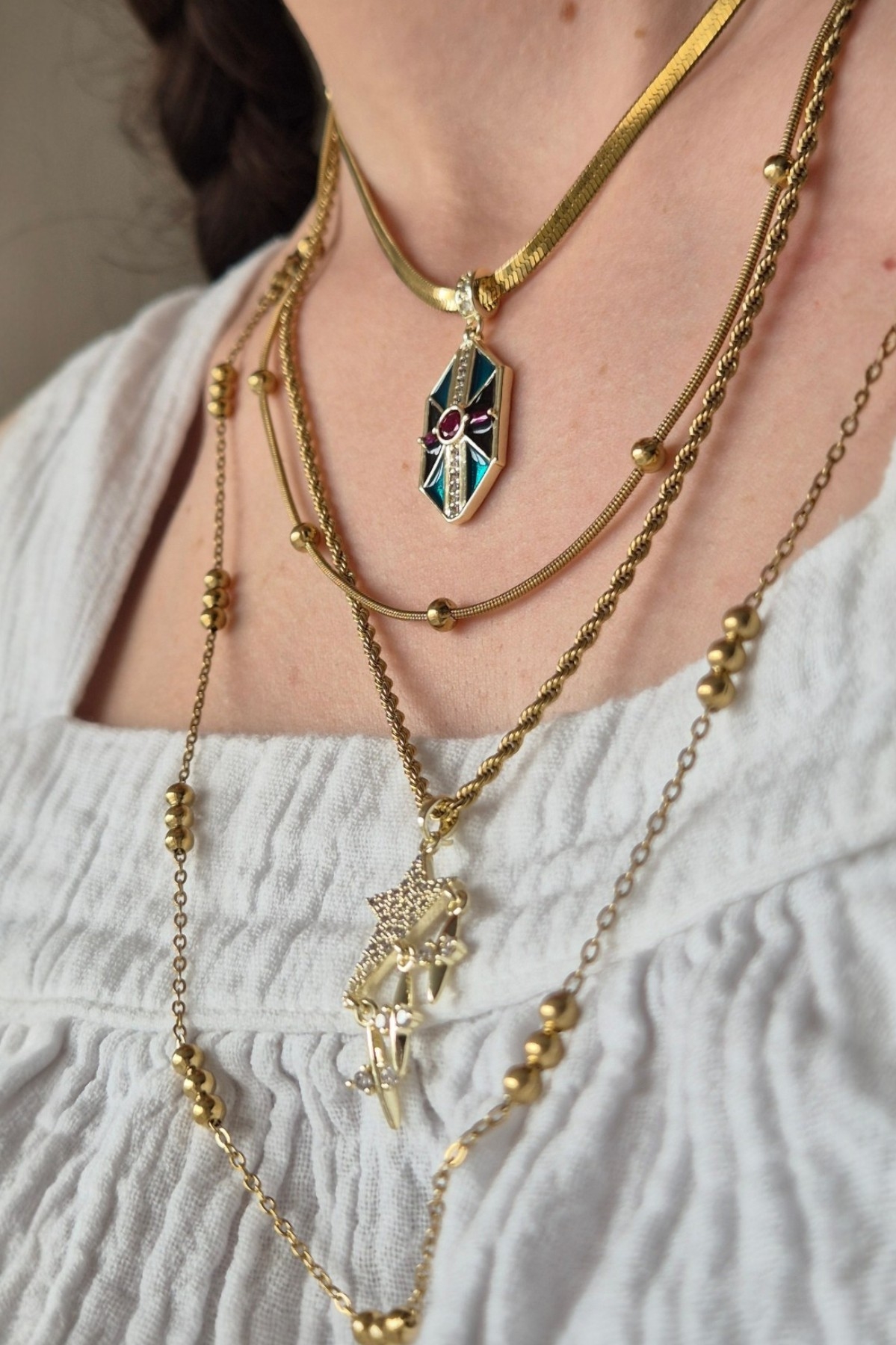 Çelik Kolye Set 4 lü