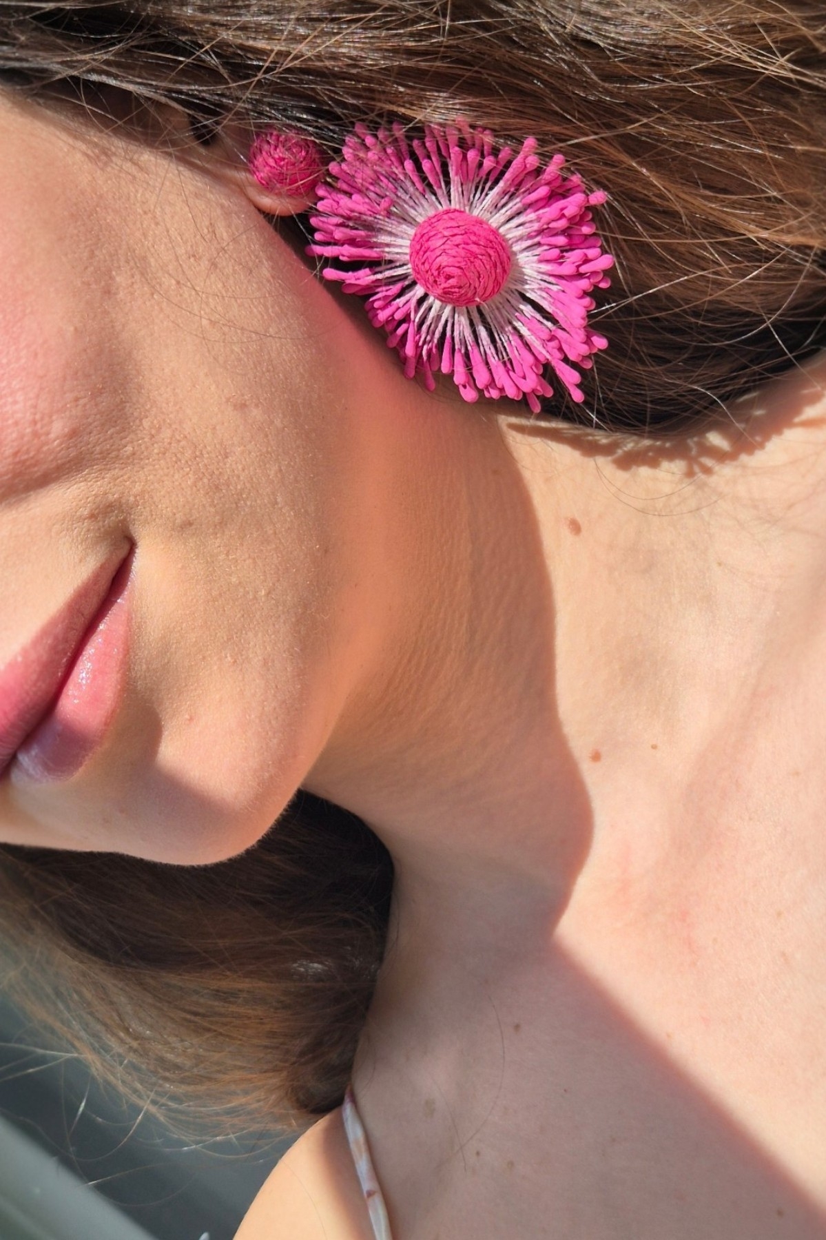 Fleur Pembe Çiçek Küpe