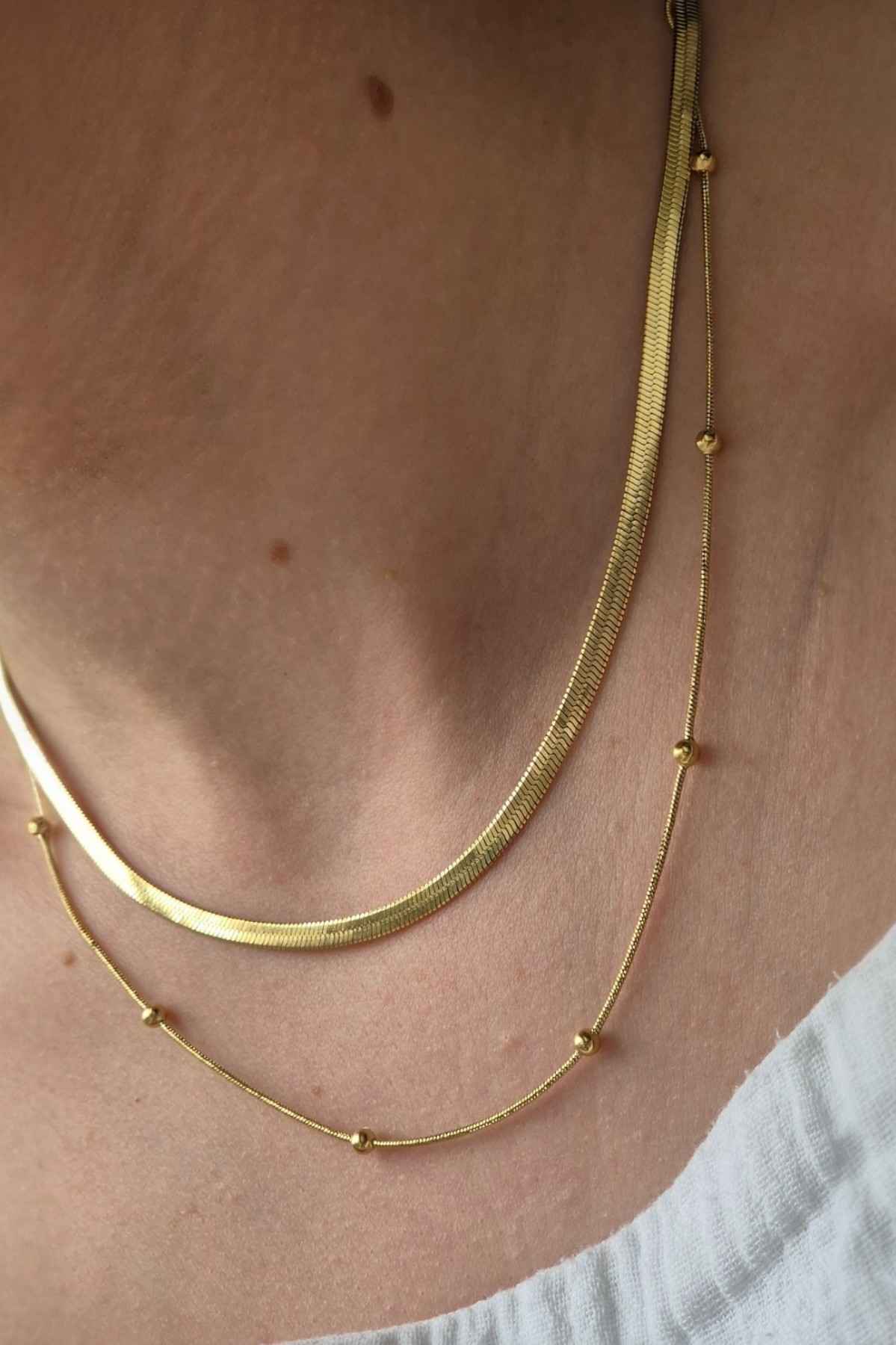 Gold İkili Çelik Kolye